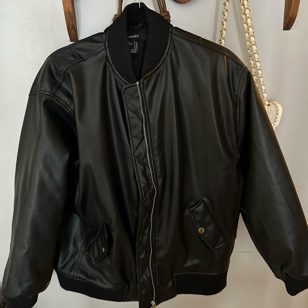 Forever 21 Leather Bomber Jacket